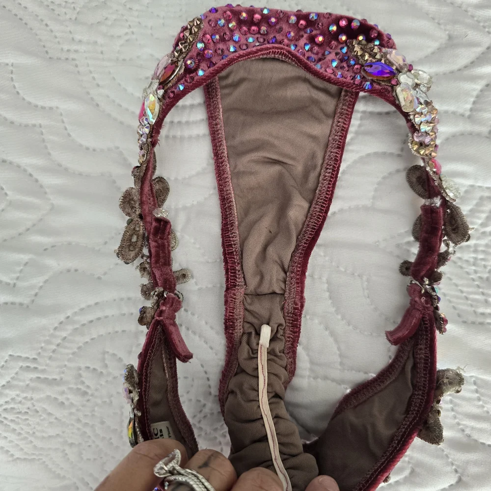 Glamorous Burgundy Embellished Bikini Set - Picture 7 of 7